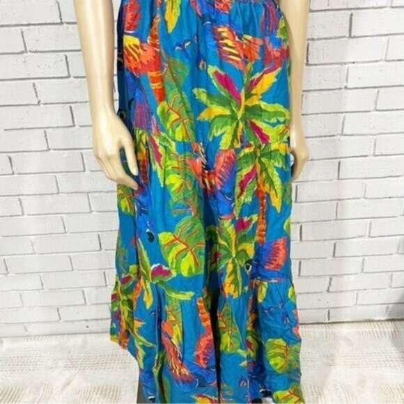 Farm Rio “Sunny Day” One‑Shoulder Maxi Dress – Tropical Cut‑Out Tiered Size M - Picture 8 of 16